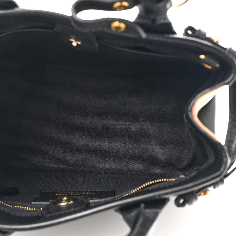 Burberry Derby Calfskin House Check Small Banner Tote Black Image 5