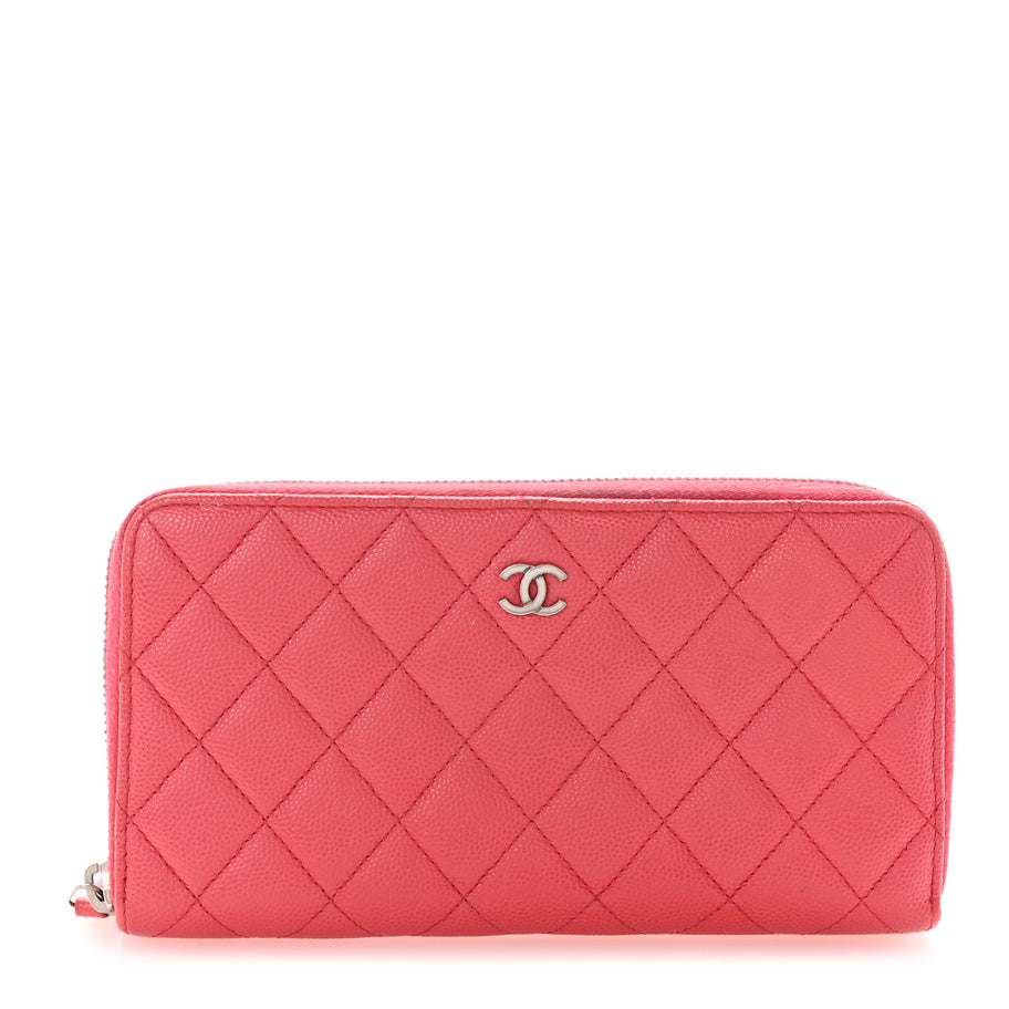 Chanel Caviar Quilted Large Gusset Zip Around Wallet Pink Image 1