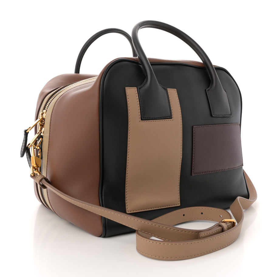 Burberry Smooth Calfskin Paneled Medium Cube Bowling Bag Black Image 3