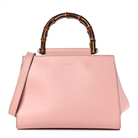  Gucci Nappa Bamboo Small Nymphaea Top Handle Bag Perfect Pink