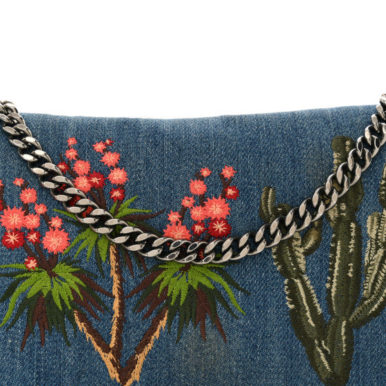 Stella McCartney Eco Denim Embroidered Falabella Crossbody Cerulean Image 7