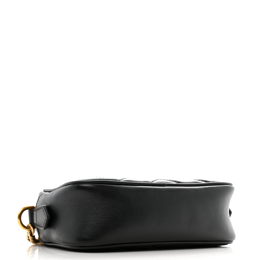 Gucci Calfskin Matelasse Mini GG Marmont Chain Shoulder Bag Black Image 4