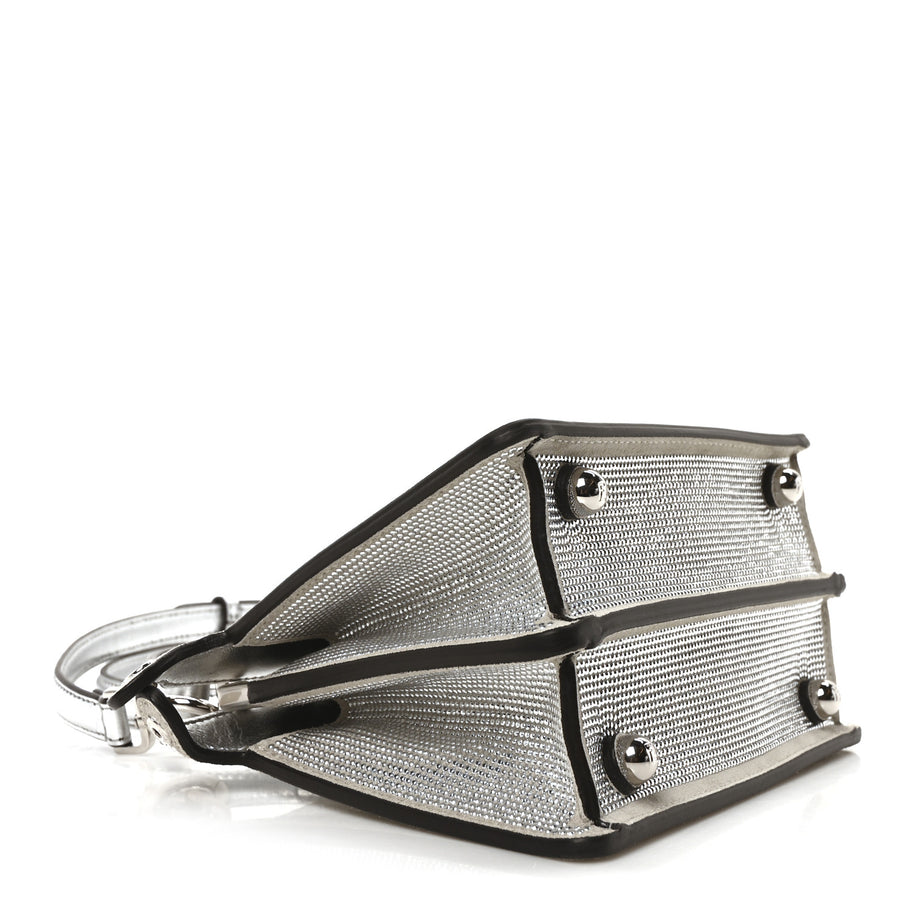 Fendi Crystal Vitello Laminato FF Petite Peekaboo I SEE U Satchel Crystal Argento Image 4