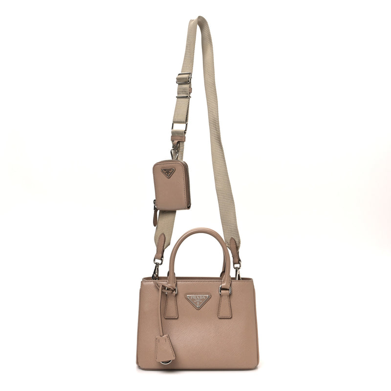  Prada Saffiano Lux Micro Galleria Shoulder Bag Cammeo