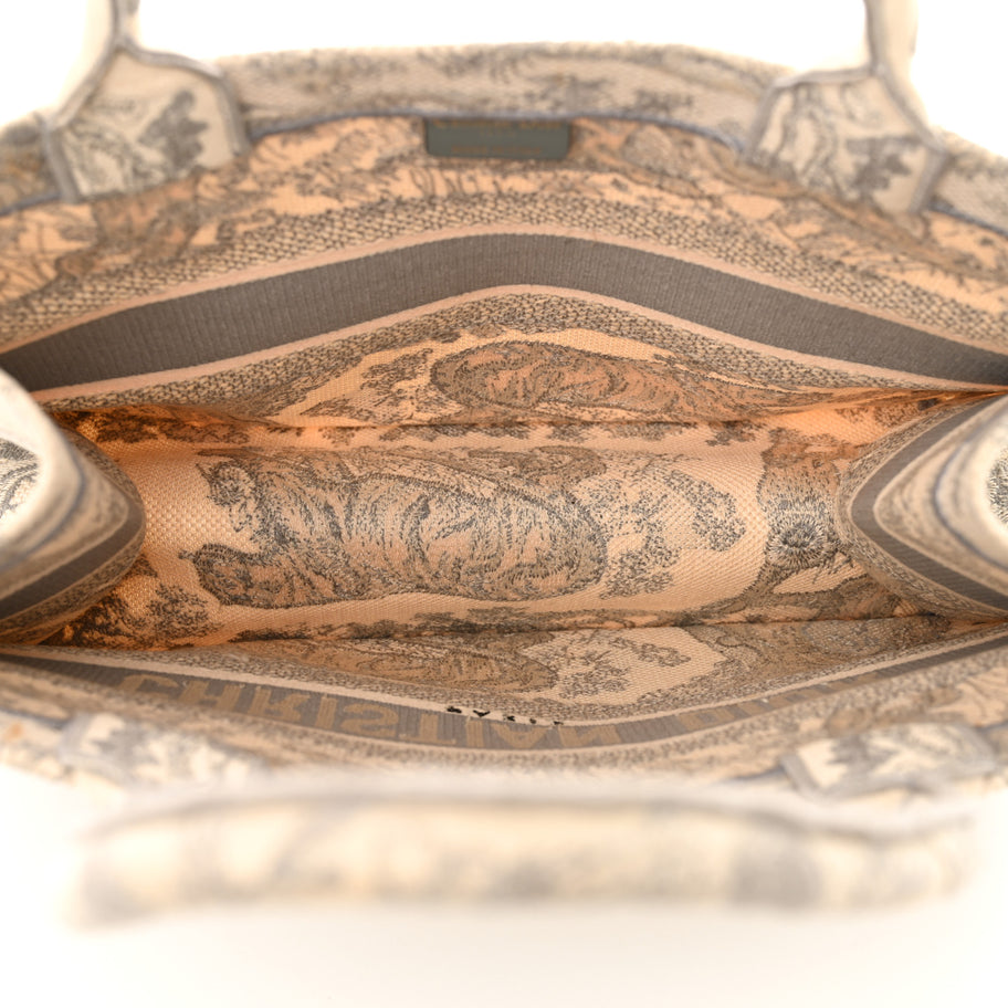 Christian Dior Canvas Embroidered Medium Dioriviera Toile De Jouy Book Tote Gray Image 5