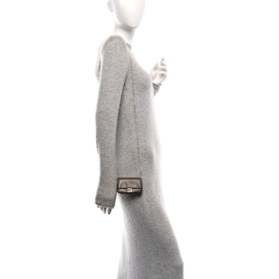 Fendi Glazed Fabric FF 1974 Nano Baguette Belt Charm Mogano Panna Image 2