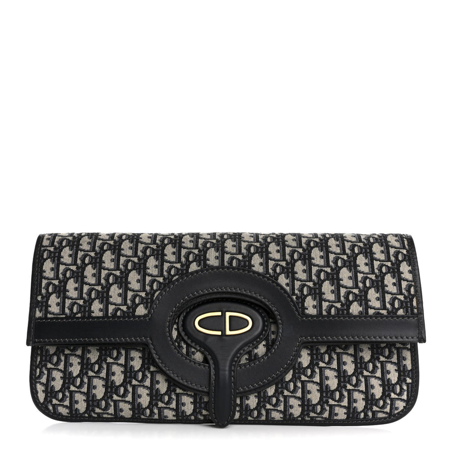 Christian Dior Oblique Fold Over Clutch Blue Image 1