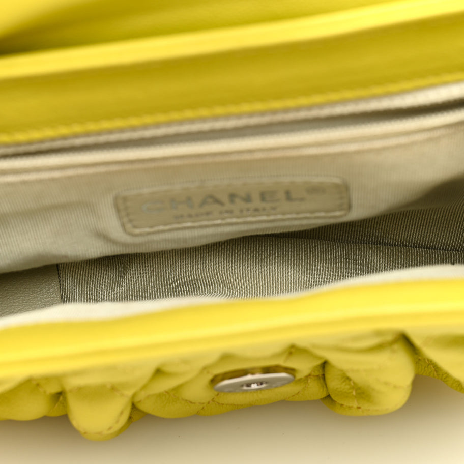 Chanel Washed Lambskin Quilted Mini Chain Around Flap Yellow Image 5