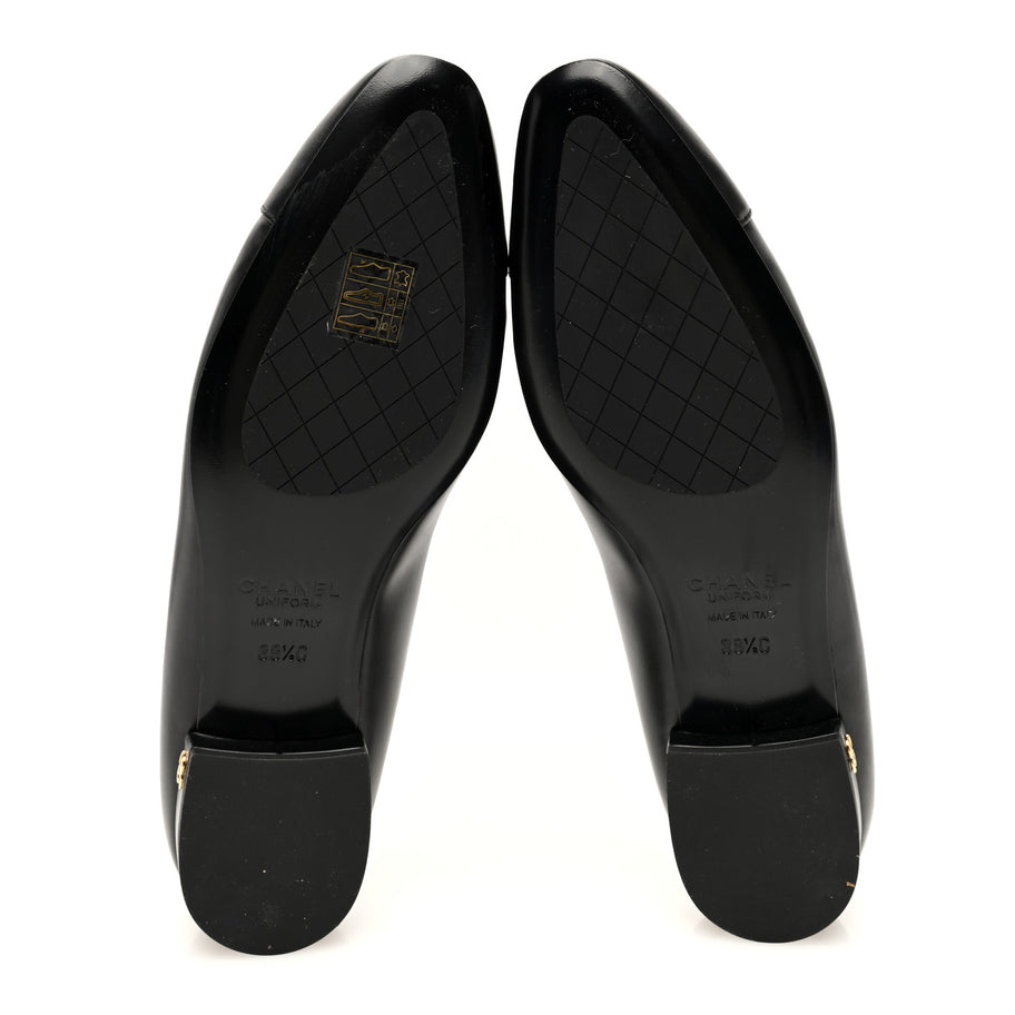 Chanel Lambskin Cap Toe CC Uniform Ballerina Flats 38.5 Black Image 4