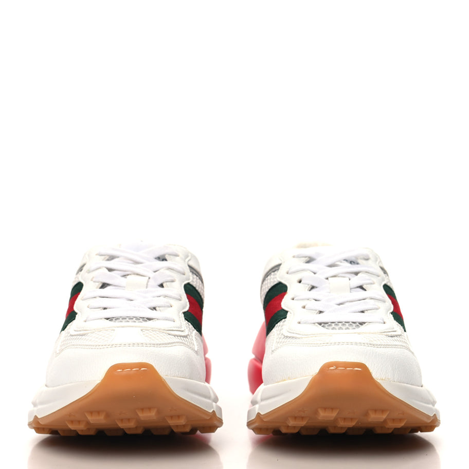 Gucci Lavaredo Eco Fabric Mesh Web Womens Rhyton Reflective Sneakers 35.5 Great White Green Red Silver Image 3