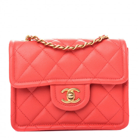 Chanel Caviar Quilted Mini Sweet Classic Flap Red