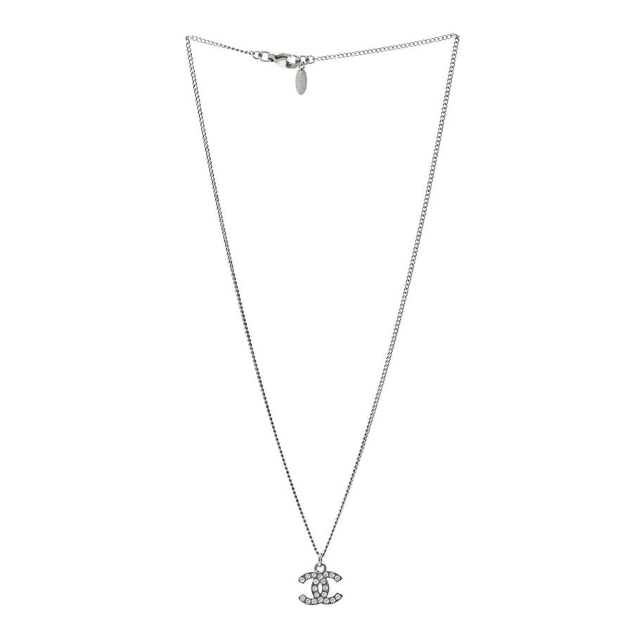 Chanel Crystal Timeless CC Necklace Silver Image 3