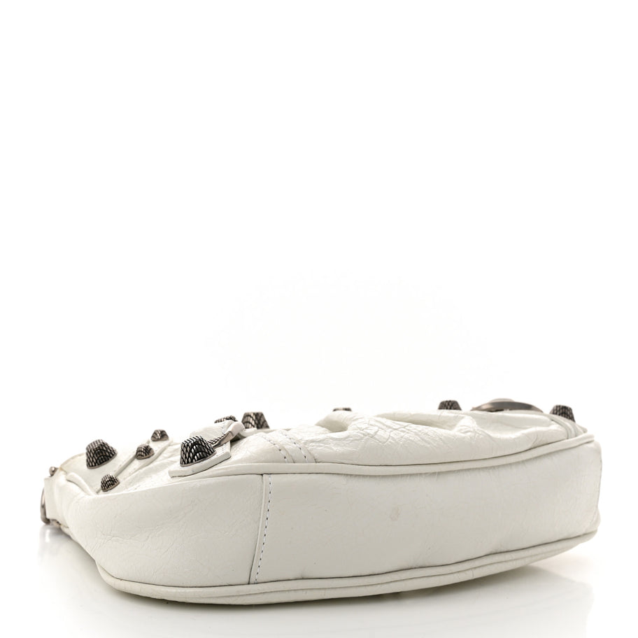 Balenciaga Extra Supple Calfskin Crocodile Embossed Le Cagole Mini Purse With Chain White Image 4