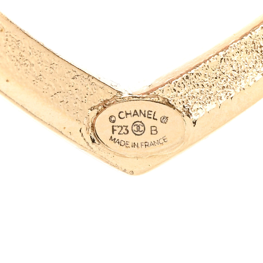 Chanel Metal Crystal CC Open Heart Earrings Gold Image 4