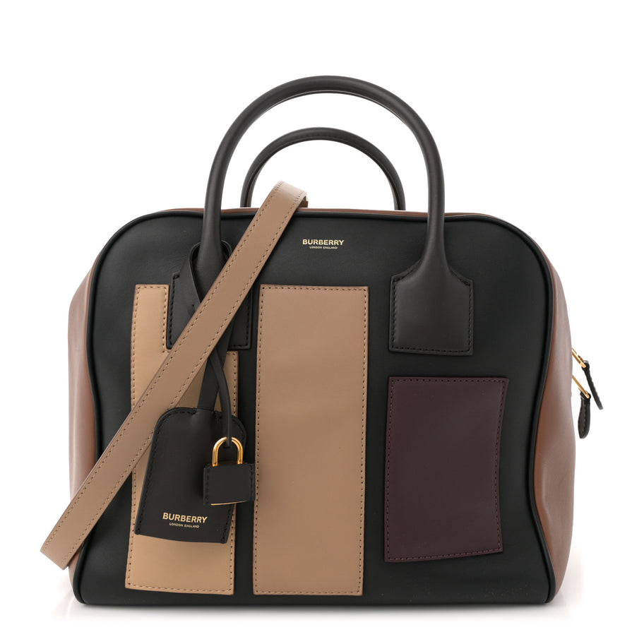 Burberry Smooth Calfskin Paneled Medium Cube Bowling Bag Black Image 1