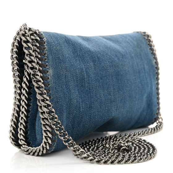 Stella McCartney Eco Denim Embroidered Falabella Crossbody Cerulean Image 3
