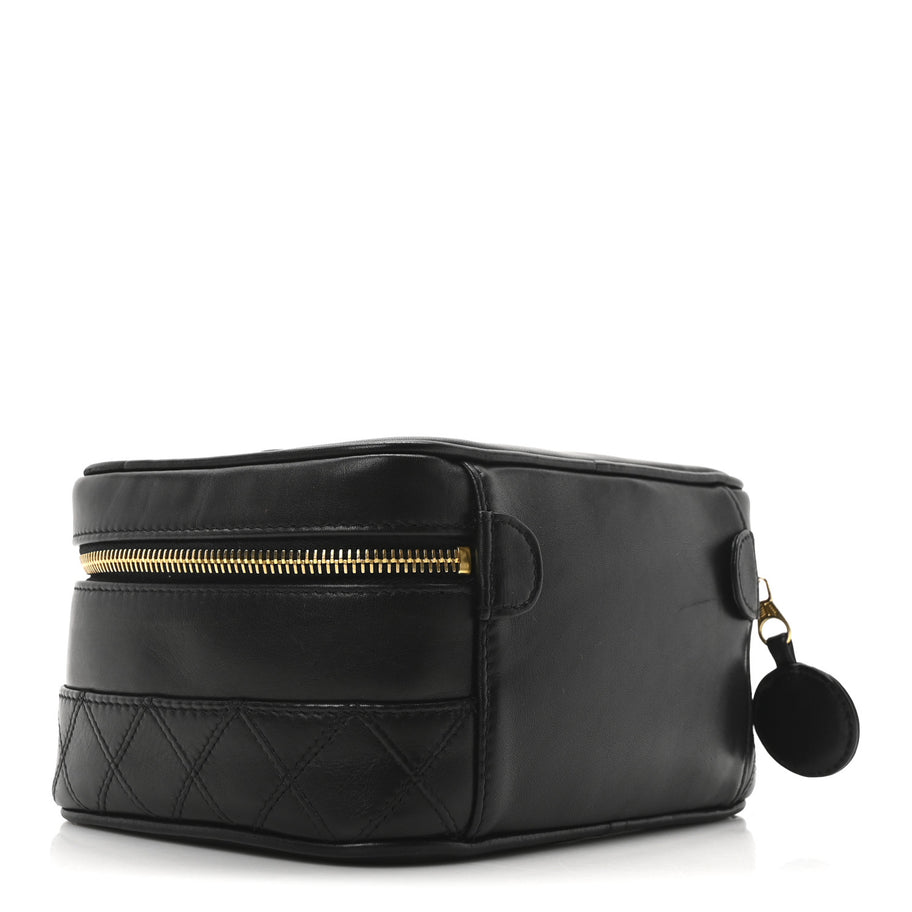 Chanel Lambskin Vanity Cosmetic Case Black Image 3