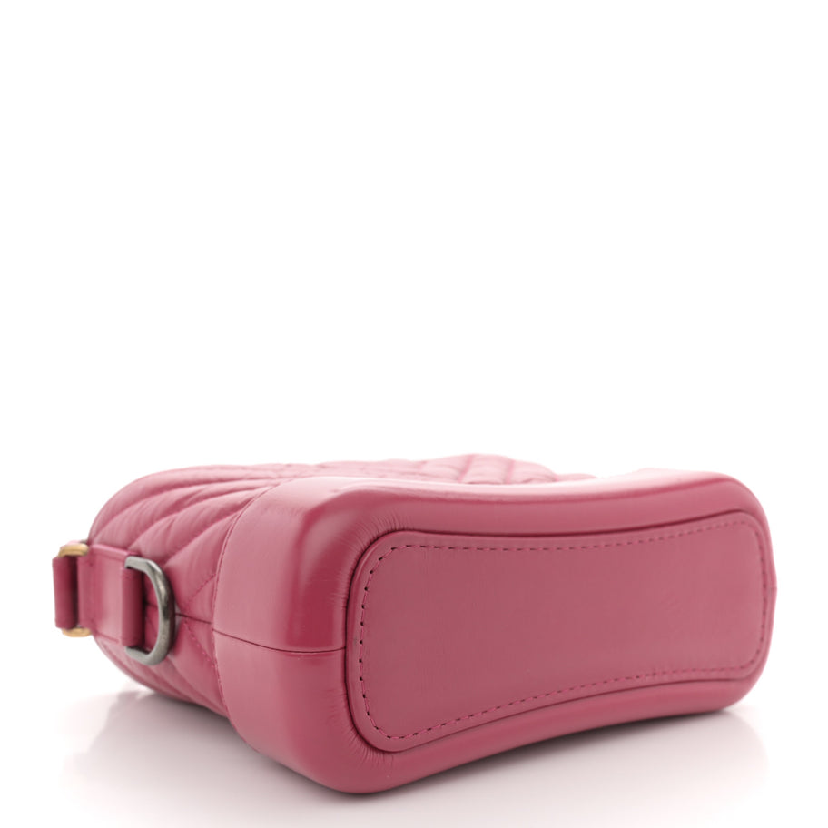 Chanel Aged Calfskin Chevron Quilted Small Gabrielle Hobo Dark Pink Image 4