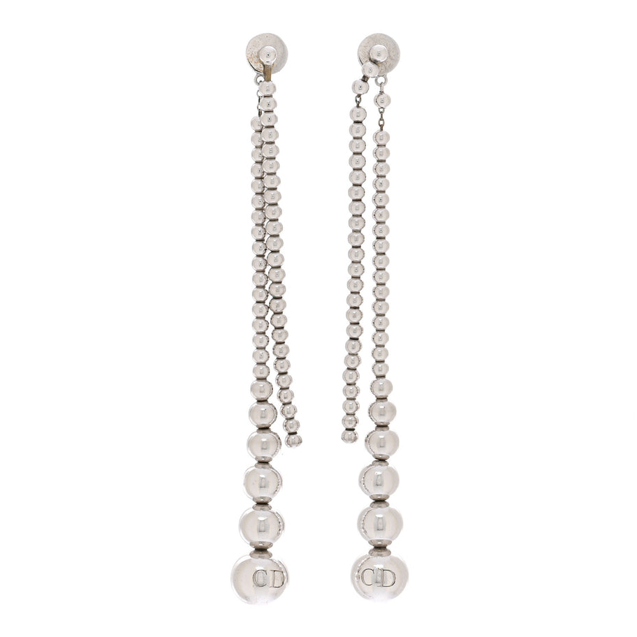 Christian Dior Metal Bead Drop Earrings Silver Image 1
