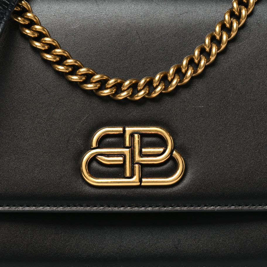 Balenciaga Box Calfskin S Sharp Chain Shoulder Bag Black Image 7