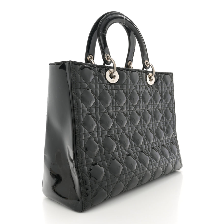 Christian Dior Patent Cannage Large Lady Dior Black Image 3
