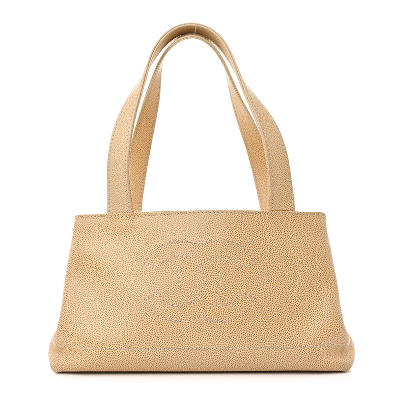  Chanel Caviar CC Shoulder Bag Beige