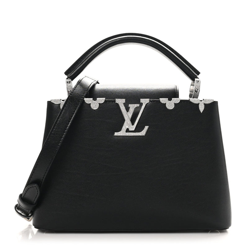  Louis Vuitton Smooth Calfskin Crystal Flowers Capucines BB Black
