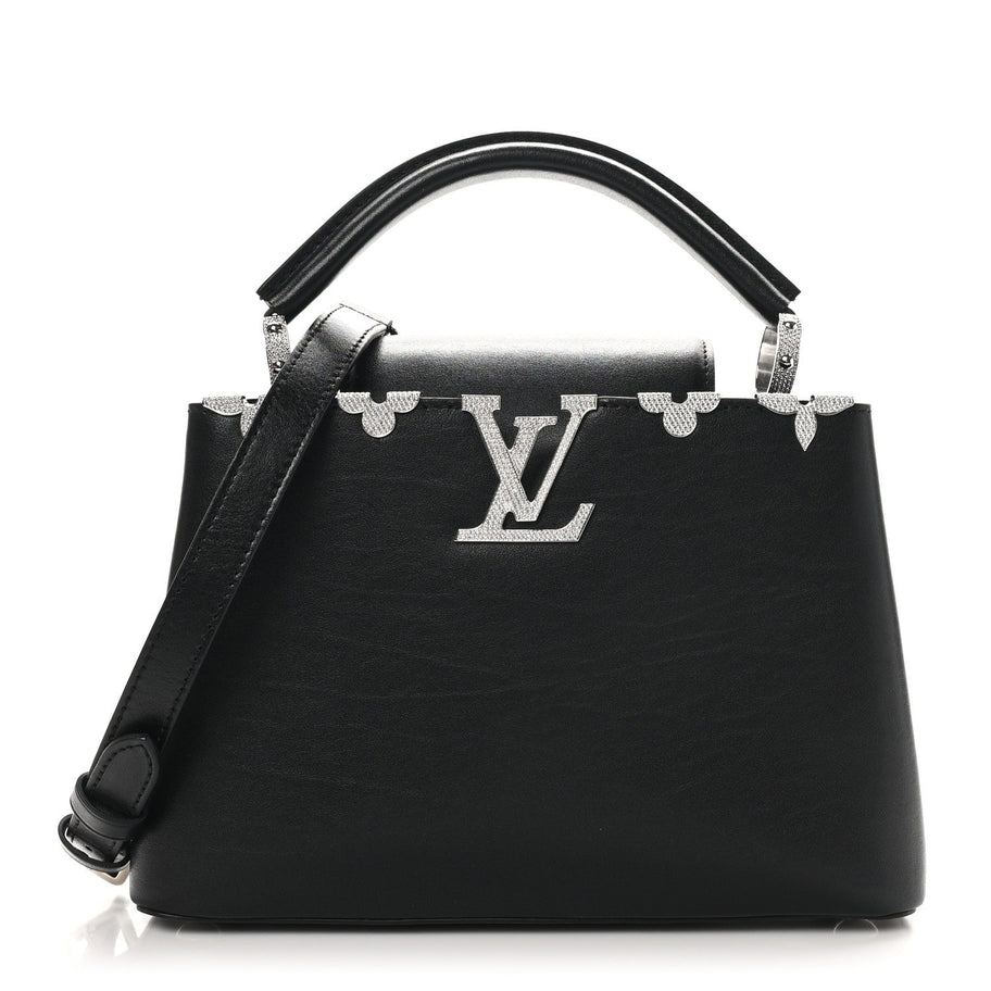 Louis Vuitton Smooth Calfskin Crystal Flowers Capucines BB Black Image 1