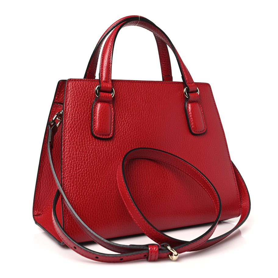 Gucci Dollar Calfskin Medium Soho Top Handle Satchel Hibiscus Red Image 3