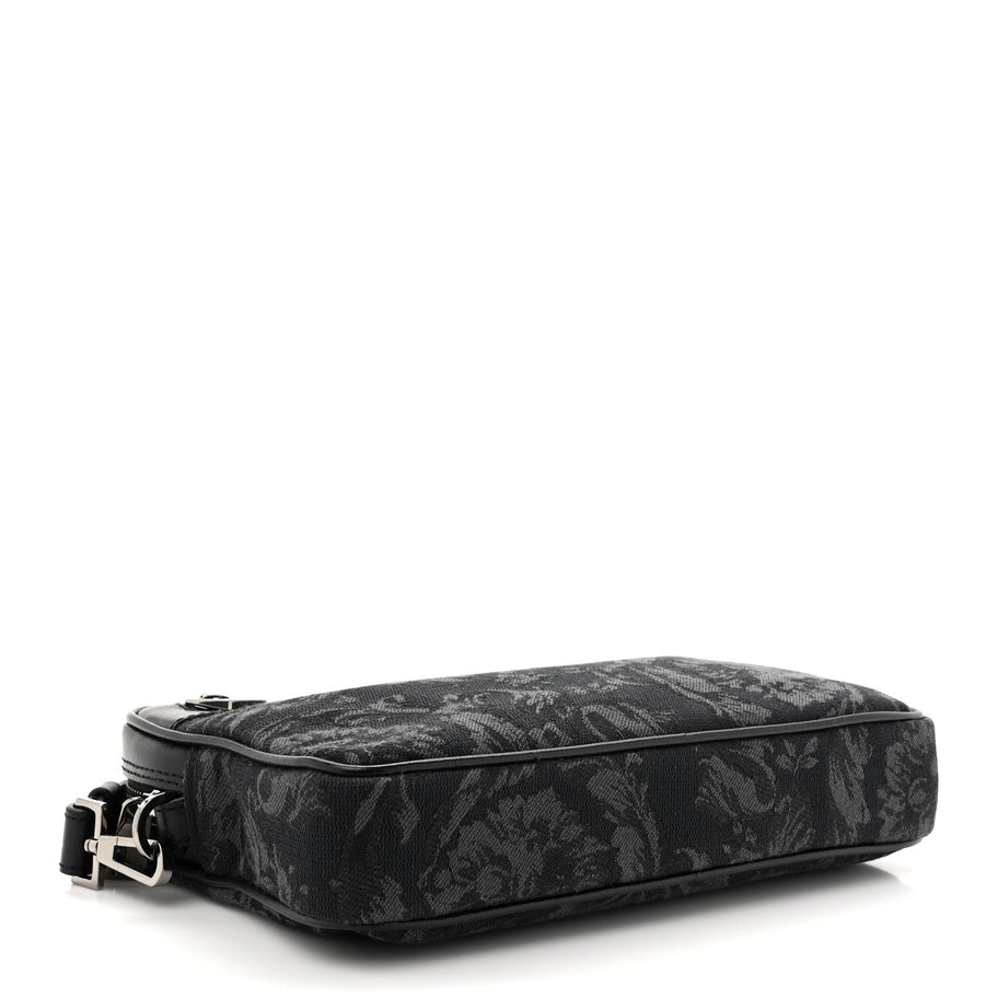 Versace Fabric Jacquard Calfskin Barocco Wristlet Pouch Black Image 4
