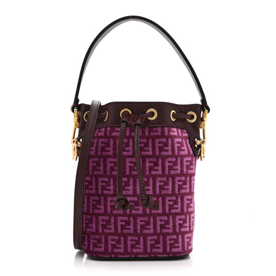 Fendi Chenille Vitello F is Micro FF Mini Mon Tresor Bucket Bag Rosso Roma Image 1