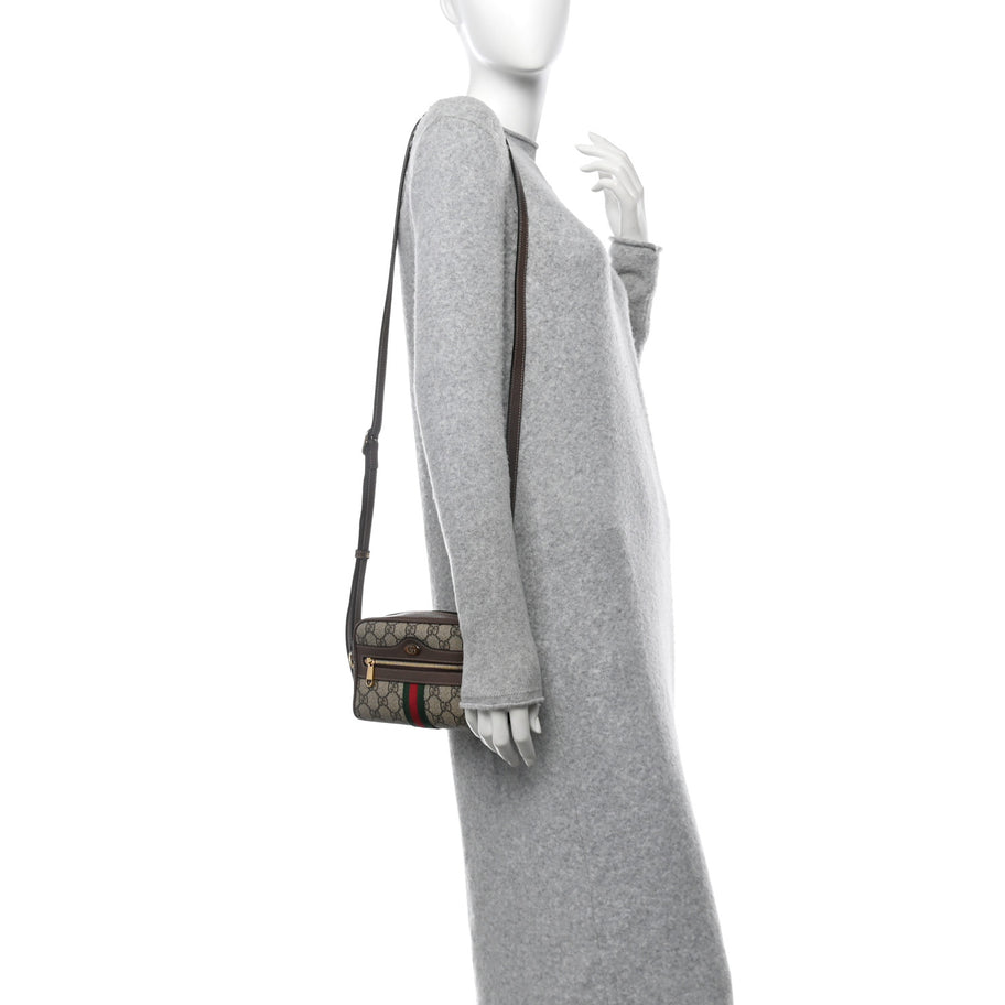 Gucci GG Supreme Monogram Web Mini Ophidia Shoulder Bag Brown Image 2