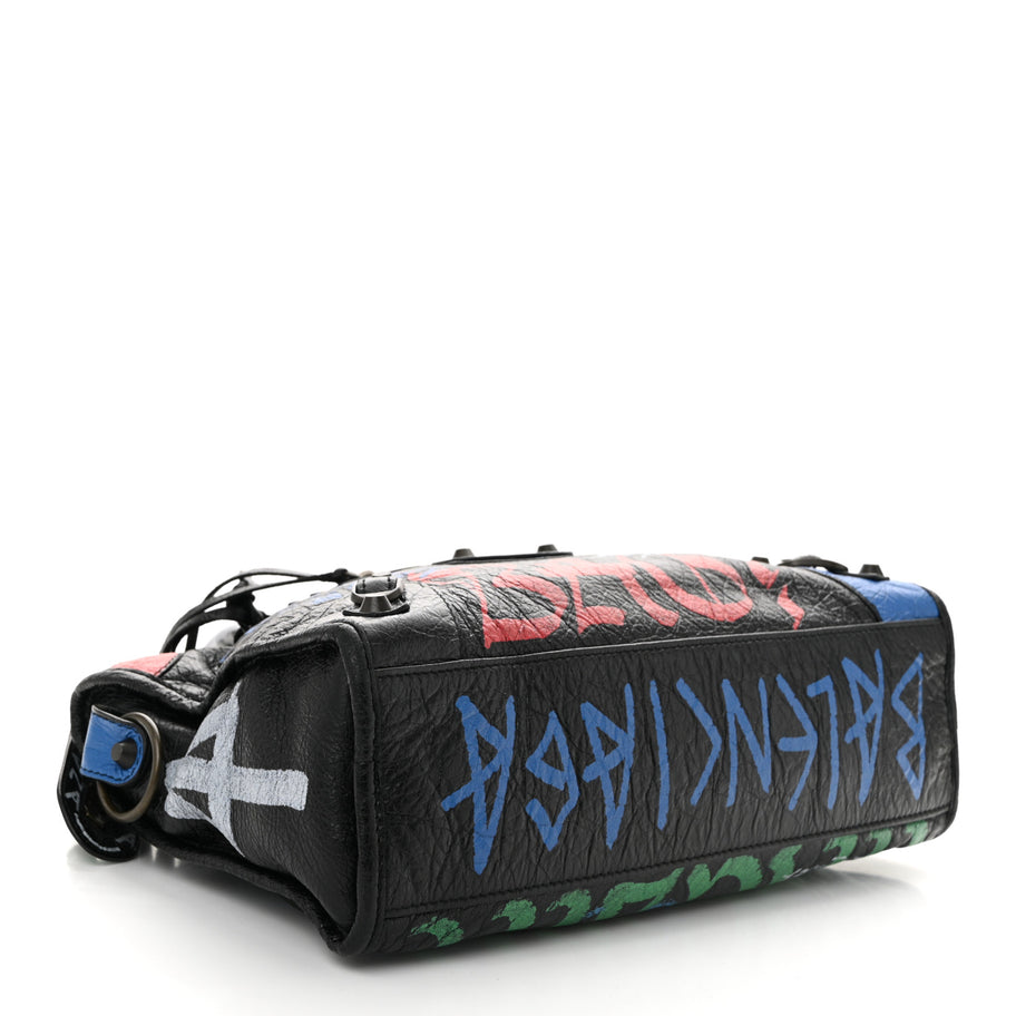 Balenciaga Agneau Graffiti All Over Classic Hardware S City Black Vert Rouge Image 5