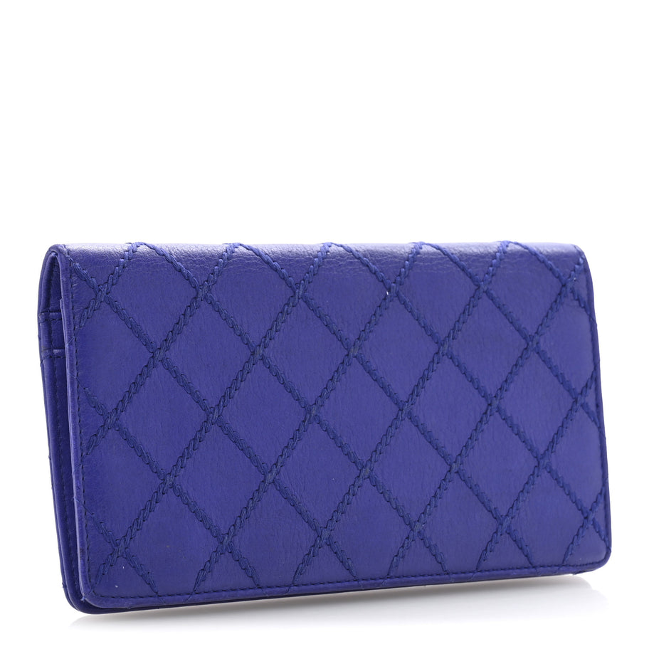 Chanel Calfskin Stitched Fancy CC Yen Wallet Blue Image 3