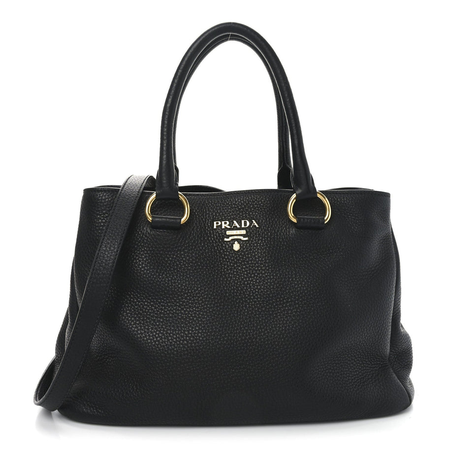 Prada Vitello Daino Tote Black Image 1