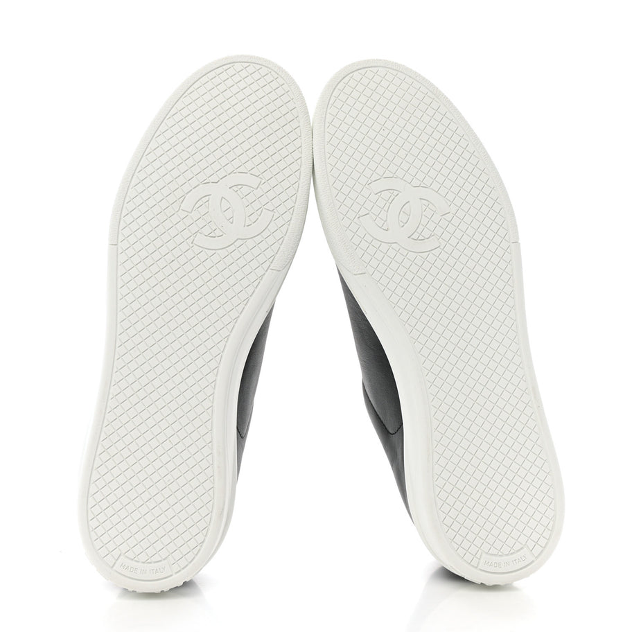 Chanel Calfskin CC Womens Sneakers 38 Black Image 6