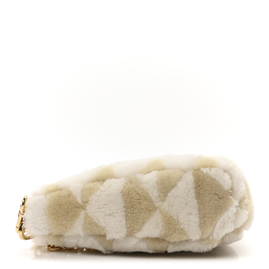 Prada Shearling Symbole Mini Triangle Bag Ecru White Image 4