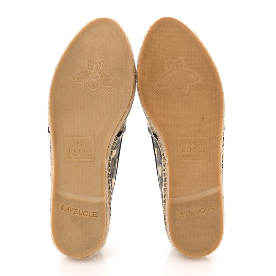Gucci GG Supreme Monogram Bees Espadrille Flats 38.5 Beige Ebony Oro Black Image 6