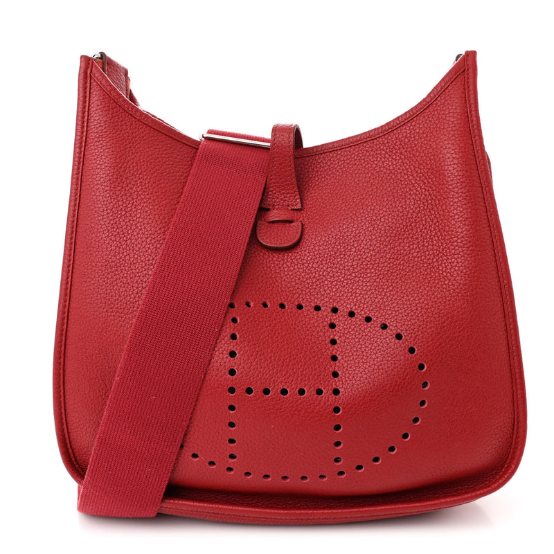  Hermes Taurillon Clemence Evelyne III PM Rouge Vif