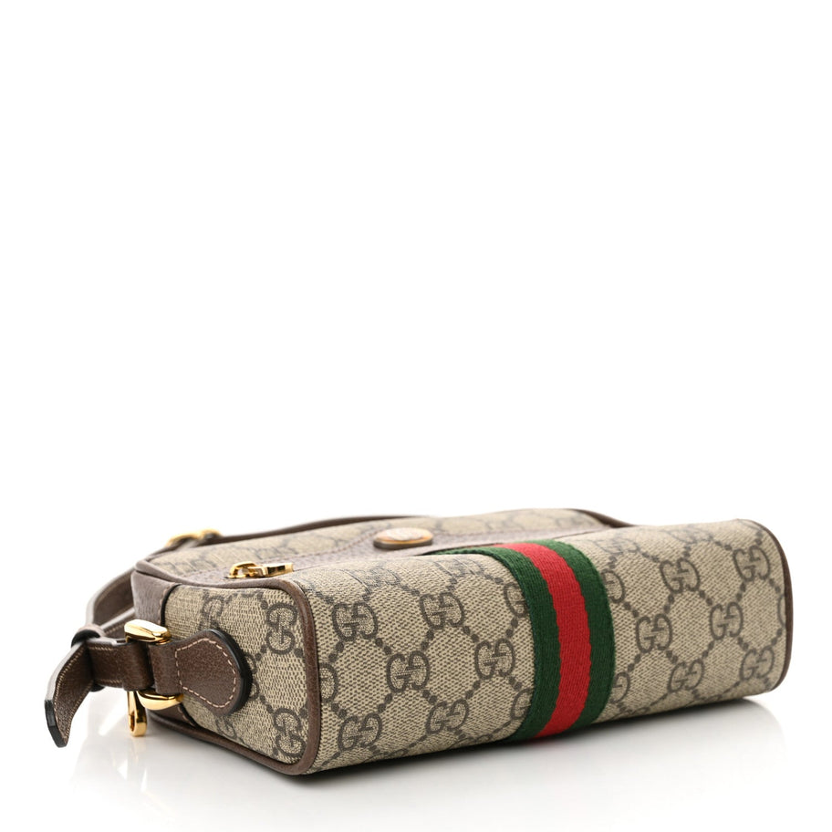 Gucci GG Supreme Monogram Web Mini Ophidia Shoulder Bag Brown Image 4