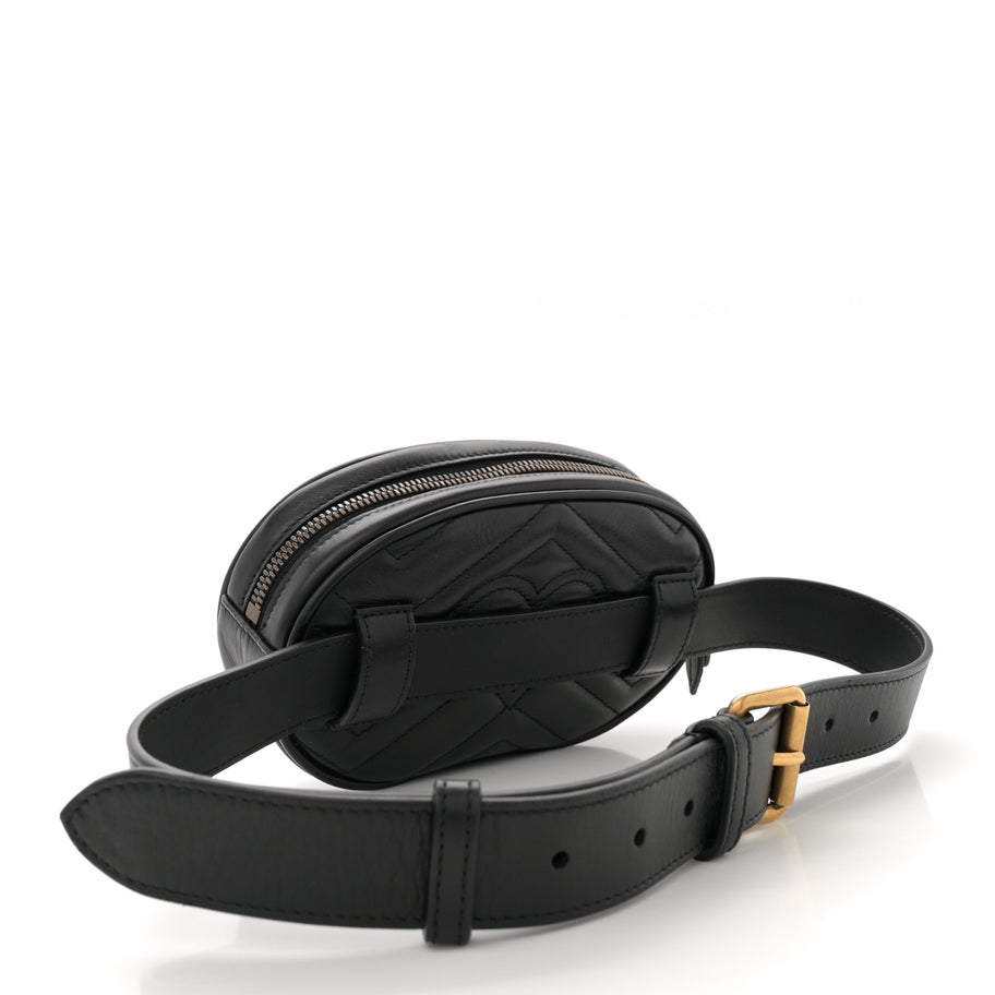 Gucci Calfskin Matelasse GG Marmont Belt Bag 75 30 Black Image 3