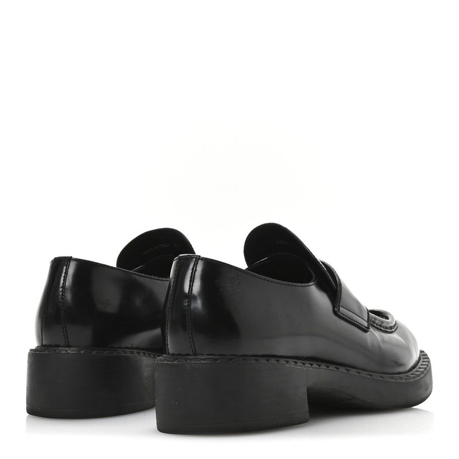 Prada Spazzolato Metal Triangle Logo 50mm Loafers 40 Black Image 5