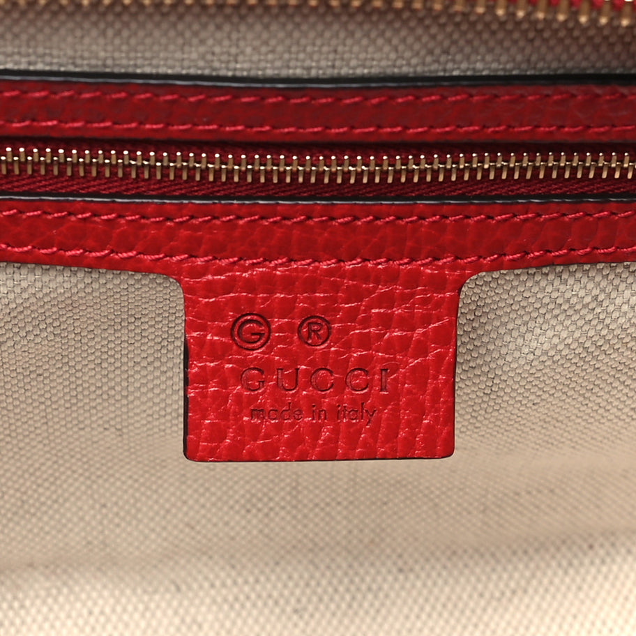 Gucci Dollar Calfskin Medium Soho Top Handle Satchel Hibiscus Red Image 6