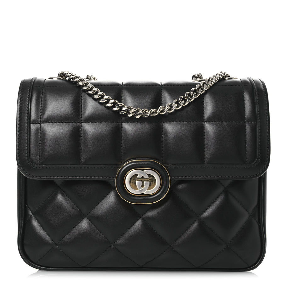 Gucci Calfskin Quilted Small Deco Shoulder Bag Black Image 7