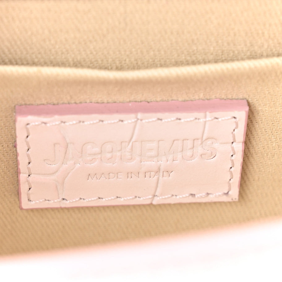Jacquemus Calfskin Crocodile Embossed Le Chiquito Long Pale Pink Image 6