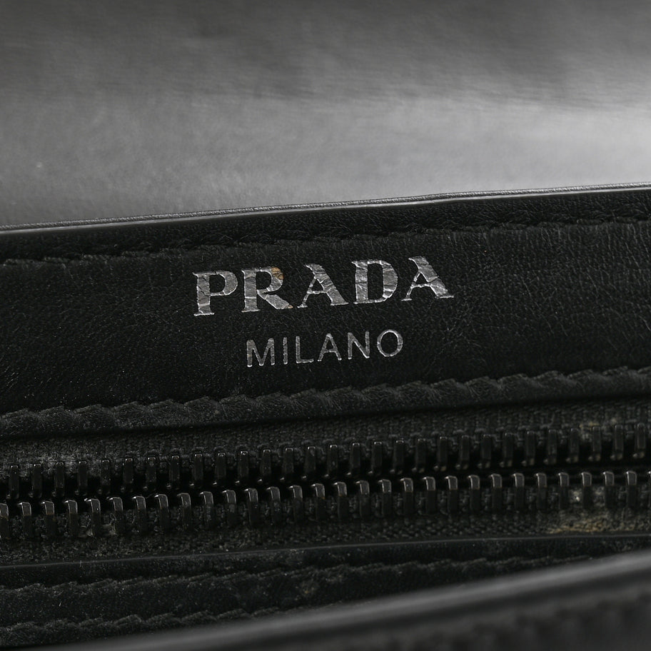 Prada Glace Calfskin Studded Crossbody White Black Image 6