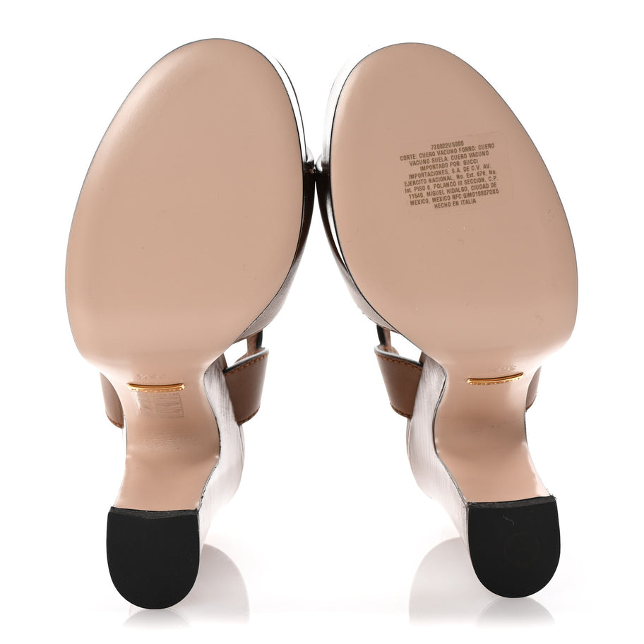 Gucci Cosmos Softy Calfskin Wooden InterLocking G Cut-Out 30/120mm Platform Sandals 36.5 Cuir Image 6