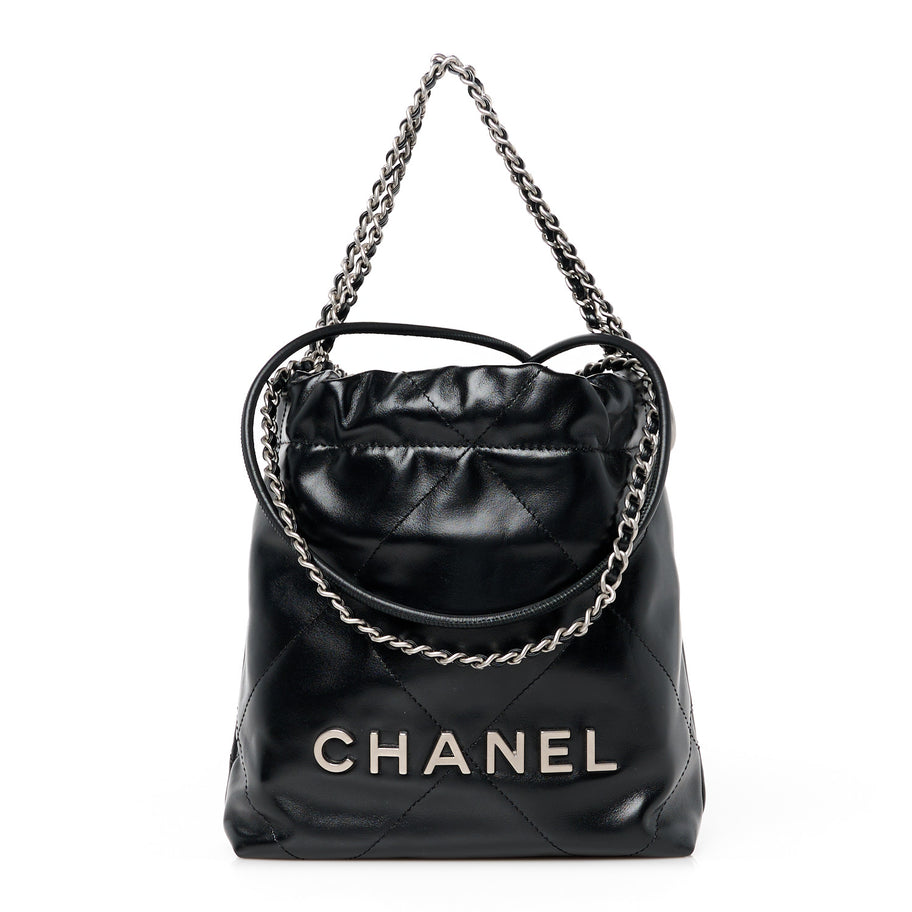 Chanel Shiny Calfskin Quilted Mini 22 Black Image 1