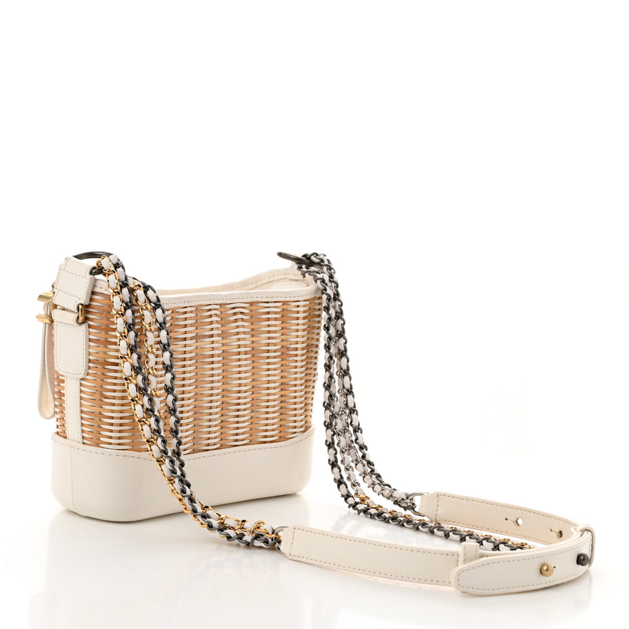 Chanel Rattan Calfskin Small Gabrielle Hobo Beige Ivory Image 3