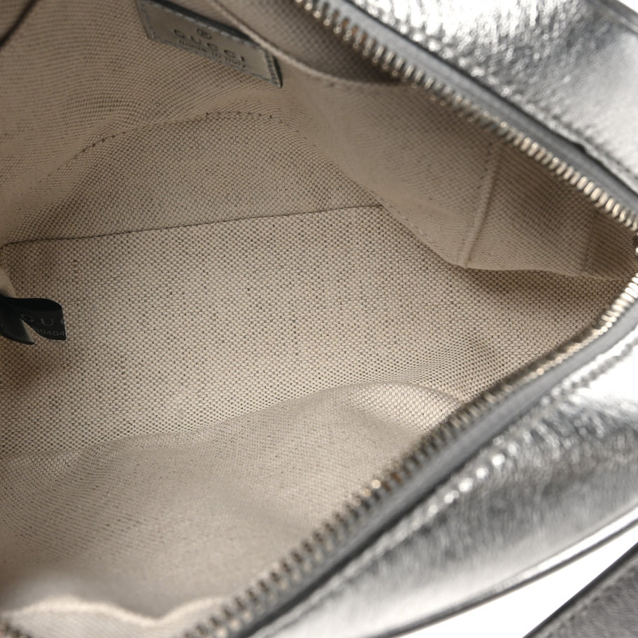 Gucci Metallic Sakai Be Green Calfskin Diagonal Stitched Small Blondie Shoulder Bag Silver Image 5